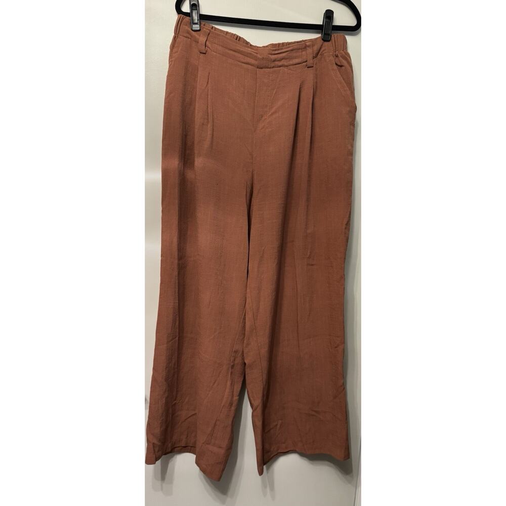 Halara Women’s Size XL Tall Wide Leg Pants High Rise Stretch Pockets Rust Orange